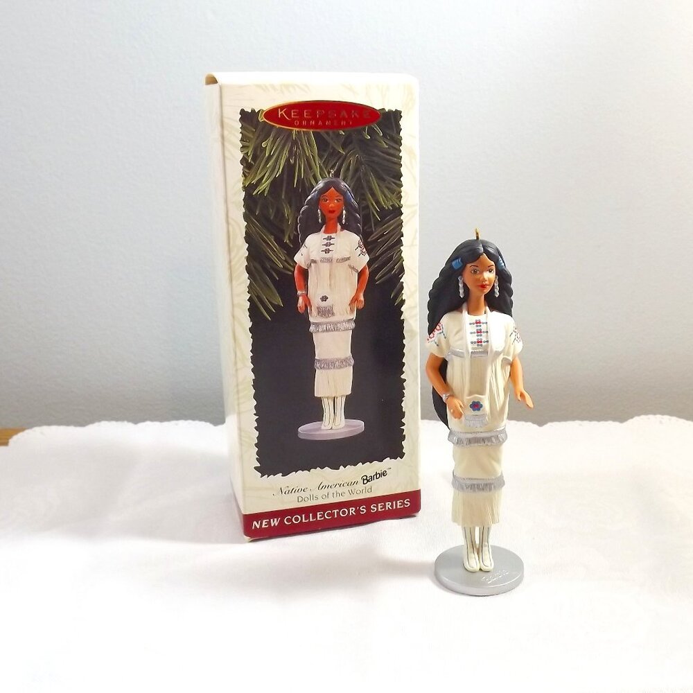 Native American Barbie, Vintage 1996 Hallmark Ornament, Dolls of the World